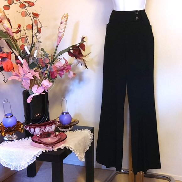NWOT Women's High Waisted Classic Fit Straight Leg Suit Pant Trousers Black L 12 - Picture 5 of 9